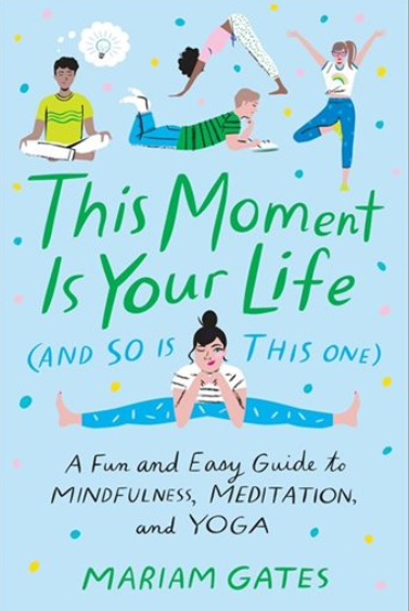 Illustration of teens doing yoga poses on front cover of book.